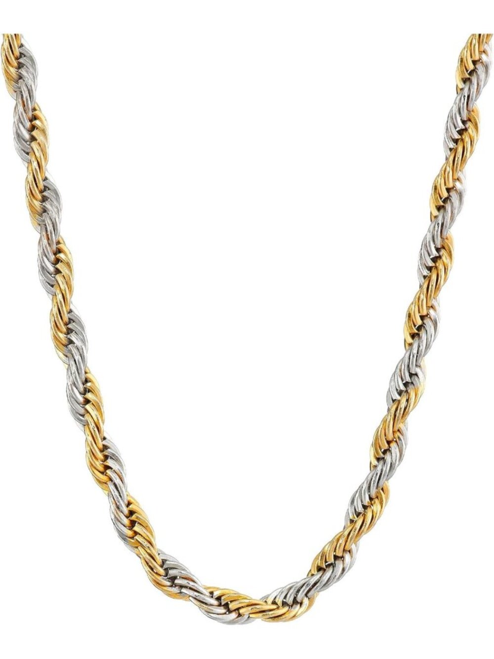 Men's Stainless Steel Rope Chain Necklace, 4MM, 18-30 Inch, Black/Gold Plated